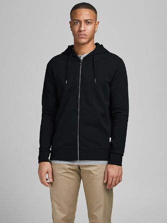 Чоловіча однотонна толстовка з капюшоном Jack & Jones, чорна, розмір XXL