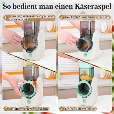 Електричний набір для нарізки овочів та фруктів 6-в-1: терка, шинковка, нарізка для овочів, фруктів, сиру та горіхів. Білий та зелений колір