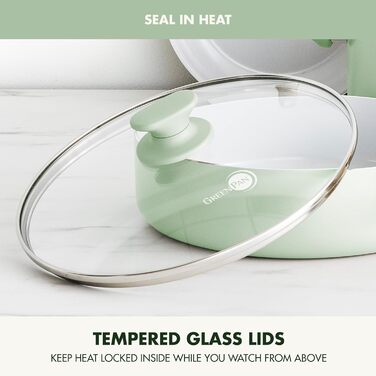 Набір кухонного посуду GreenPan Dover Healthy Ceramic, 12 предметів, антипригарне покриття, без PFAS, для миття в посудомийній машині, зручні ручки, кремово-білий