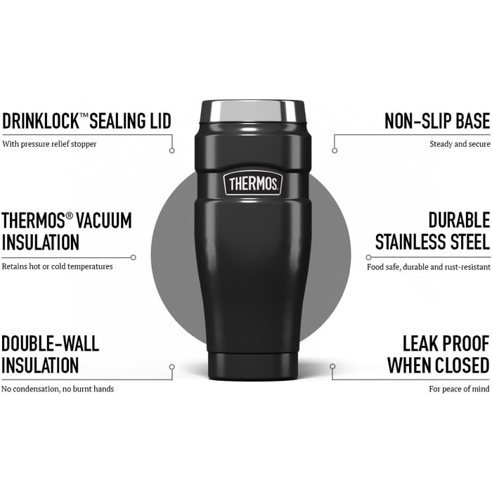 Термос King Reise Thermobecher: термокружка з нержавіючої сталі, 470 мл, вишнево-червоний колір, 0,47 л