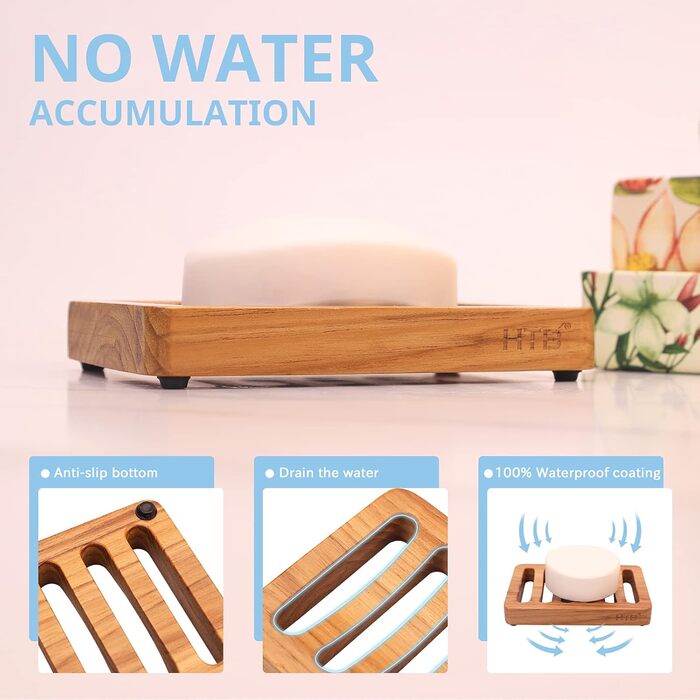 Дзеркальна миска для мила з текового дерева HTB, дизайн 