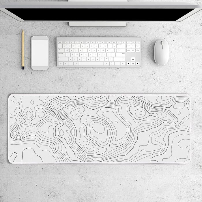 HAUTOCO Килимок для миші ігровий XXL 800x300 мм, чорний з топографічною сіткою, антиковзаюча гума, для комп'ютера, покращена швидкість та точність