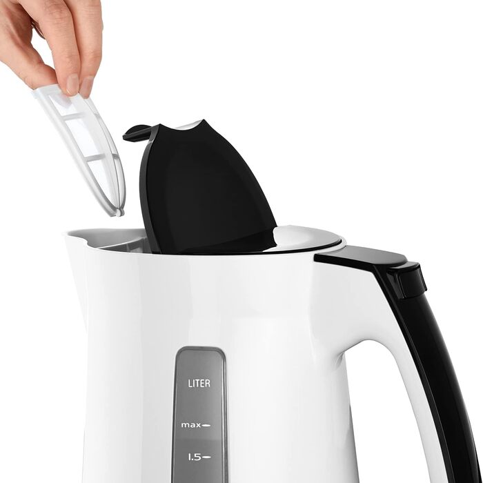 Електричний чайник MELITTA Enjoy Aqua, 1.7 л, 2400 Вт, чорний/червоний, знімний фільтр від накипу