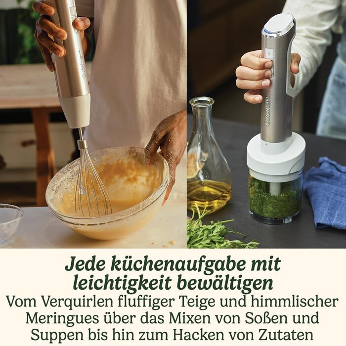 Cuisinart Cordless 3-in-1 Power Hand Blender | Stainless Steel Whisk, Immersion Blender, and 700ml BPA-Free Pitcher, 250ml Mini Chopper | Cordless | USB Charging, Rechargeable | Dishwasher Safe