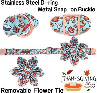 Елегантний собачий ошийник з метеликом Unique Style Paws, бавовна, для святкування, з металевою застібкою, розмір 34-56 см (M, F:TurkeyParty)