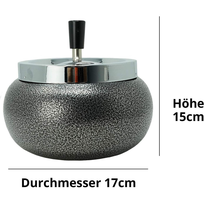 Kogu ashtray for cigarette butts, Jumbo, curved, 17cm (Chrome/Stone Lacquer)