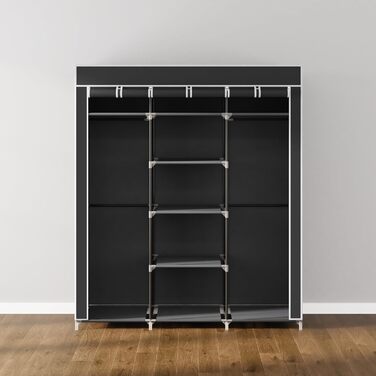 Wardrobe, Fabric Wardrobe for Bedroom, Fabric Closet, Large Storage Space, Sturdy Wardrobe, for Bedroom, Dressing Room, 150x45x175cm, (Black)
