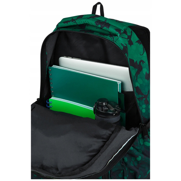 Багатовідсіковий шкільний рюкзак CoolPack, чорно-зелений, 26 л