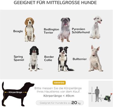 PawHut 2-в-1 Причіп для собак, візок для собак/бігунів з поводком, візок для собак з відбивачами та амортизаторами, для середніх собак до 20 кг, Oxford-тканина, зелений