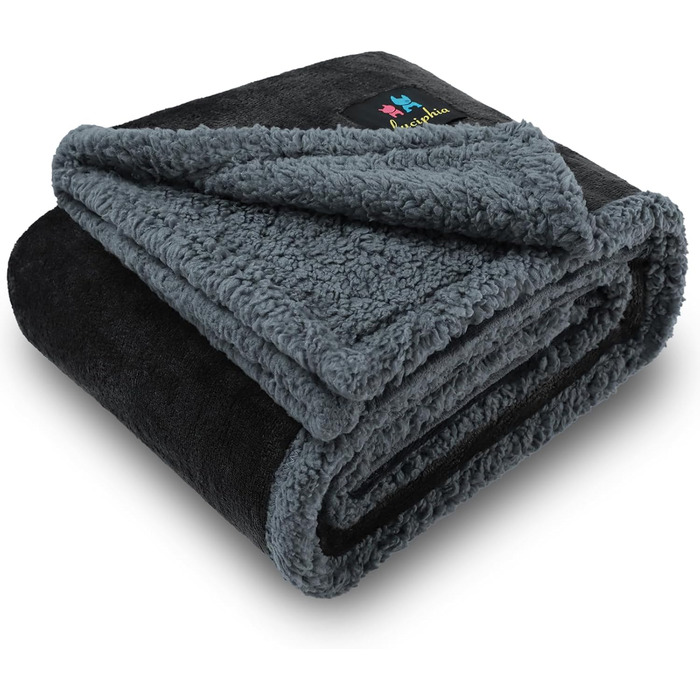 Водонепроникний коврик для собак Luciphia, коврик для собак і котів, великий, можна прати, м'який флісовий коврик Sherpa, водонепроникний коврик для дивану, ліжка, (Сірий, M (102 * 145 см))