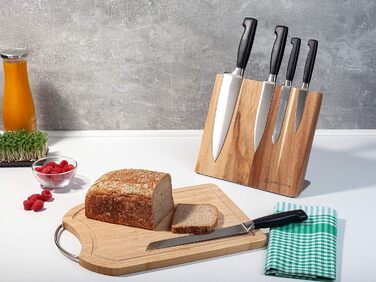 Hansekitchen Knife Holder Magnetic – Magnetic Knife Block Made of Acacia Wood, High-Quality Knife Board with Magnet, Magnetic Knife Holder without Knives - with Magnetic Strip (Brown)