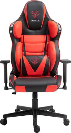 TRISENS Gaming Chair Racing Style Seat with Sports Seat and Ergonomic 4D Armrests, Color: Black/Red without Footrest Black / Red Without Footrest