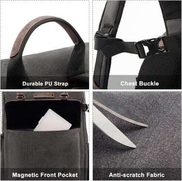 Водонепроникний рюкзак для камери Cwatcun з брезенту, професійний фоторюкзак, вінтажний стиль, сумісний з Sony, Canon, Nikon (S, чорний)