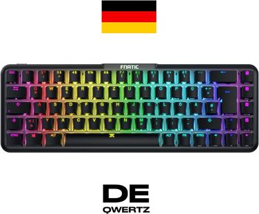 Механічна ігрова клавіатура Fnatic STREAK65 з RGB-підсвічуванням та швидкими срібними перемикачами (65% layout, DE/QWERTZ)