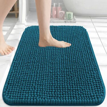 Товстий килимок у ванну Homaxy з chenille, 61×120 см, протиковзкий та гігроскопічний килим для душу, сталево-синій