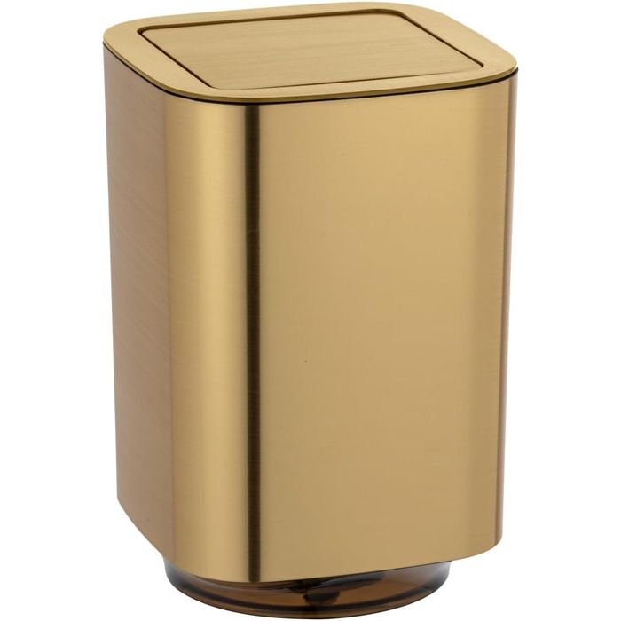 Сміттєвий кошик для ванної кімнати WENKO Auron Gold, 5.5 л, пластиковий з відкидною кришкою, золотий