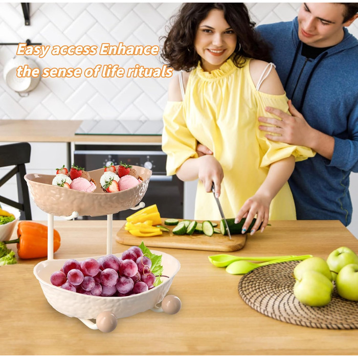 Багатоярусна фруктова етажерка, миска для фруктів, пластикова, з металевою полицею, сервірувальний стійка, фруктові миски для буфетів, закусок, овочів та десертів