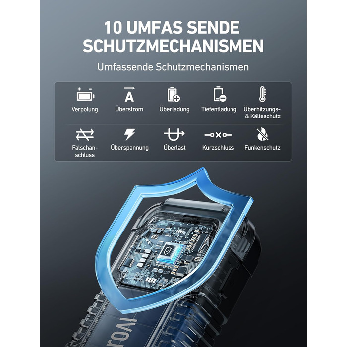 Powerbank AstroAI P10 для авто: пусковий пристрій, 10L бензин/8L дизель, 12V, LED, Orange