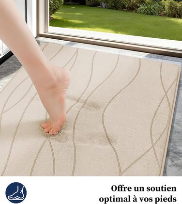 Килимок для ванної кімнати chakme з ефектом пам'яті (Memory Foam), протиковзкий та вологопоглинаючий, бежевий, 60x150 см