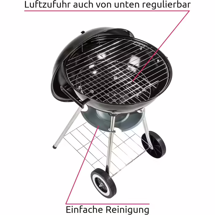 tectake 3in1 Barbecue Grill Cart Smoker, Smoker Grill with Thermometer, Adjustable Air Vent, Steaming, Charcoal Grill with Charcoal Tray and Ash Grid (BBQ Grill)