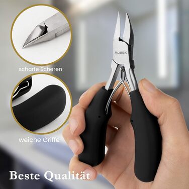 Набір для догляду за нігтями ROBBX® Profi: кусачки для товстих нігтів, зручна ручка, шкіряний етикет, ножиці для нігтів