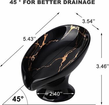 Керамічний підставка для мила, самостійно осушуючий, у формі листка, легко очищається, для ванної кімнати, кухні, душу (білий, чорний)