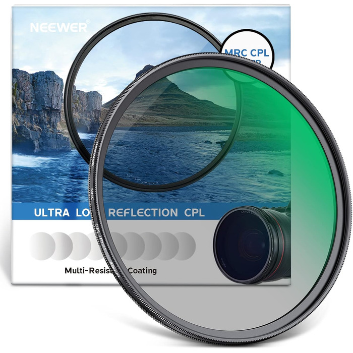 NEEWER Поляризаційний фільтр (Polfilter) CPL, 49mm - зменшує відблиски, покращує контраст