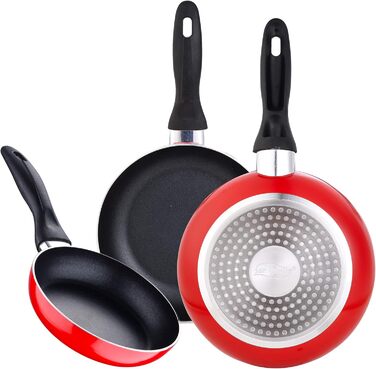 Набір сковорідок San Ignacio 3 шт. 16/20/24 см, червоний, універсальна кришка, пресоване алюміній, для індукційних плит