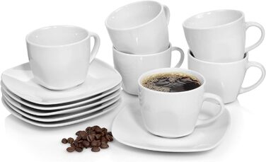 Набір кавових чашок SÄNGER Bilgola (12 шт.) з порцеляни, 150 мл, для 6 осіб, білий, преміум-якість