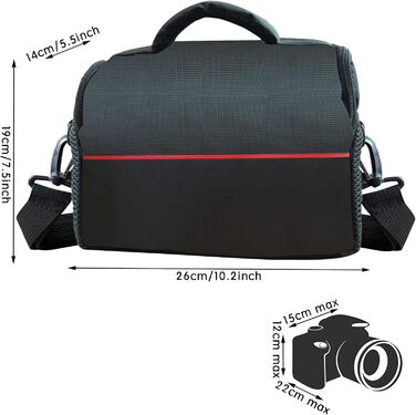 Чохол для камери чорний 26 x 19 x 14 см - універсальний, для DSLR/System Camera, сумка на плече