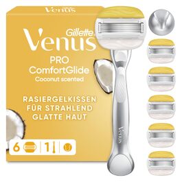 Жіноча бритва Gillette Venus Pro Comfortglide з ароматом кокоса, срібляста (бритва + 6 змінних касет)