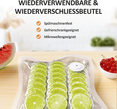 Вакуумний пакувальник FNITAER: компактний апарат для швидкої вакуумної упаковки продуктів, комплект з 20 великих пакетів