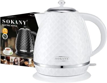 Електричний чайник SOKANY SK-1032, 2200W, 1.7L, з фільтром від накипу, автовимкненням, індикатором рівня води, поворотним підставою, чорний
