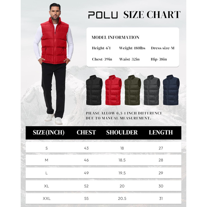 Чоловіча пухова жилетка, водовідштовхувальна, без рукавів, зі стійким коміром, на блискавці, для зими, теплий верхній одяг (XXL, Червоний/Подорож, однотонна (Getaway Solids))