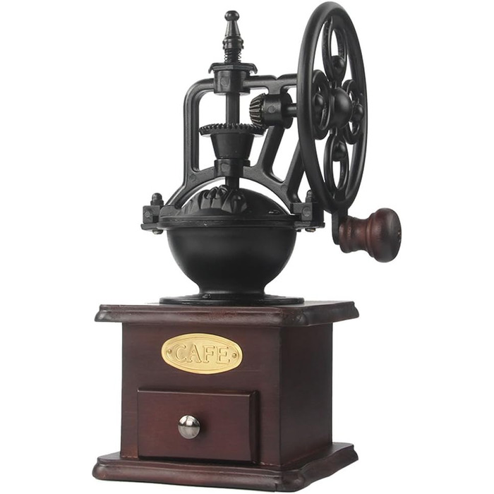 Manual Coffee Grinder, Antique Cast Iron Hand Crank Coffee Grinder with Grinding, Settings & Catch Drawer.