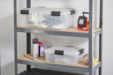 Iris Ohyama Airtight Plastic Storage Boxes with Lids, 50L, 4-Piece Set, Airtight and Waterproof Seal, Robust Snap Closures, Stackable, Dustproof, BPA-Free, DDAT-L (Transparent, 30L x4)