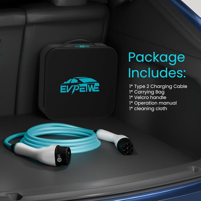 Кабель для зарядки електромобілів 22kW 32A Typ 2 (8м) | IP55 | для електромобілів та гібридів