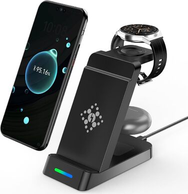 Бездротовий зарядний пристрій 3-в-1 для Huawei P60, P50, Mate 60, Mate 50, Watch GT4/GT3 (не підходить для GT/GT2/GT2e)