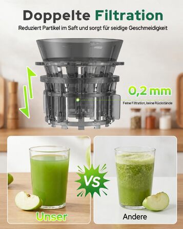 Повільна соковижималка 3-в-1 Slow Juicer з XL-завантажувальним отвором 155 мм, сіра