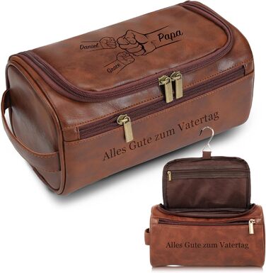 Чоловіча дорожня косметичка Easycosy з лазерним гравіюванням імені, шкіряна, для підвішування, стильна, ідеальна для подорожей, подарунок для тата, дідуся, колеги, на день Святого Миколая, червоно-коричнева