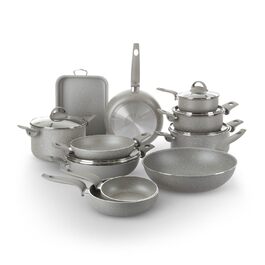 Набір каструль KASANOVA для традиційних плит, антипригарне покриття, набір посуду, здорове, швидке та рівномірне приготування їжі. Виготовлено в Італії (16 частин)