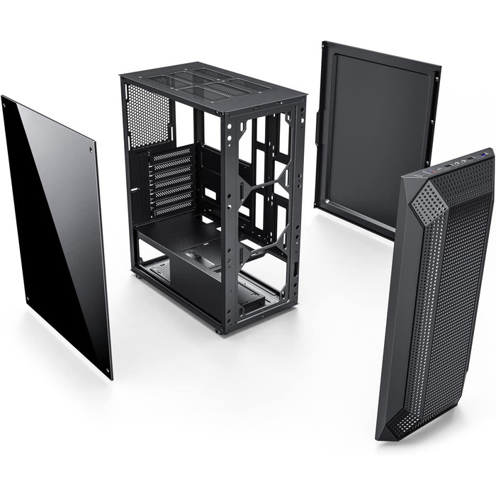 Корпус ПК EMPIRE GAMING Diamond для геймерів, ARGB, середній, ATX, з фасадом з алмазного плексигласу та скляною бічною панеллю, 4 вентилятори 120 мм RGB, (Ruby B)