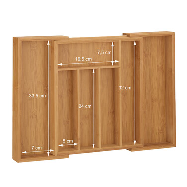 Relaxdays Bamboo Cutlery Box, Extendable