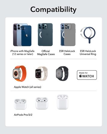 Зарядна станція 3-в-1 ESR для Apple Watch та iPhone з MagSafe, чорна