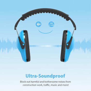 Навушники для захисту від шуму Dr.meter для дітей - пасивні навушники-затички для вух, захист від шуму, школа, SNR 27dB, для аутизму, сну, навчання, гри на барабанах, зелені та блакитні (зелений+блакитний)