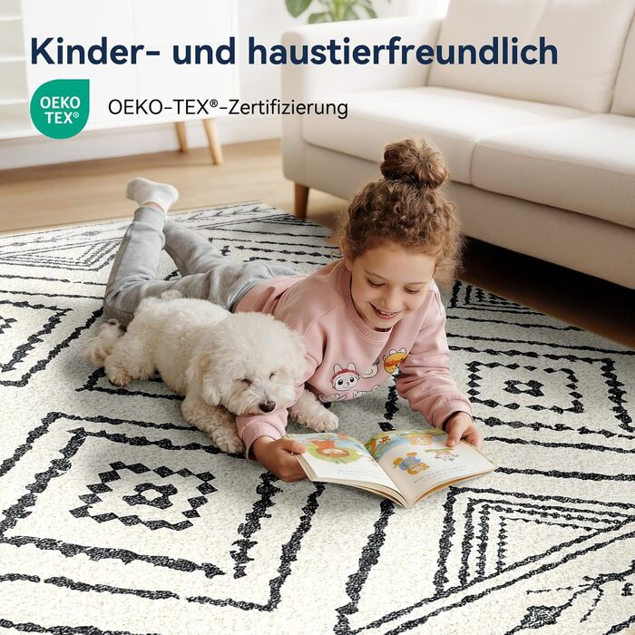 Килимок-довгий килим для коридору 60 x 180 см, неслизький для кухні, з коротким ворсом, пральний, складаний, у стилі бохо – для коридору, кухні, вітальні та офісу, чорно-білий 60 x 180 см