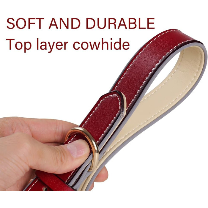 Відбиваючий поводок для собак, регульований, м'який, для малих, середніх та великих собак (довжина 46-56 см), червоний, S