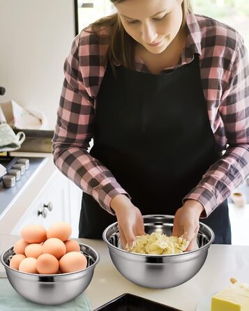 Set of 7 stainless steel bowls with colorful lids, mixing bowls, salad bowls, stackable for minimal storage, essential cooking, kitchen utensils