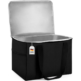 Складна термосумка Marple Tex Premium 37 л, до 20 кг, велика ізоляційна сумка для покупок з посиленим дном, багаторазова сумка для продуктів, доставка, багажник (40x30x30 см)