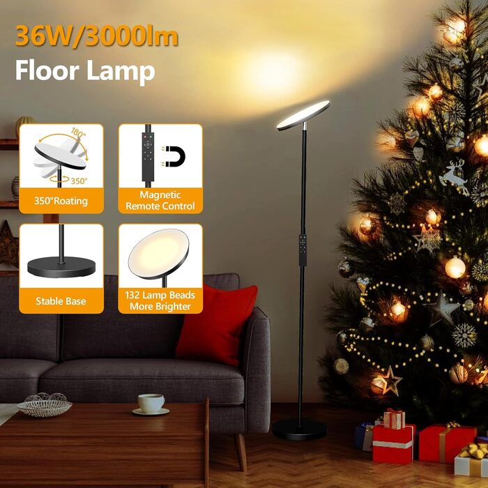 Стельова LED-лампа LUCKEA 36W з регулюванням яскравості, дистанційним керуванням та сенсорним вимикачем для вітальні, спальні, офісу